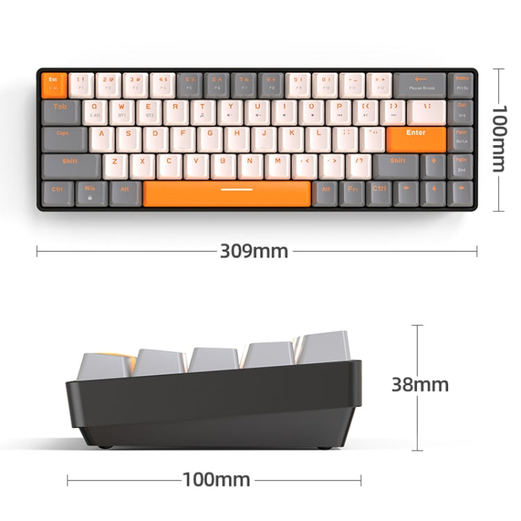 ZIYOU LANG K68 68 Keys Bluetooth Wireless Dual Model Mechanical Keyboard, Style: Red Shaft Version (Gray)