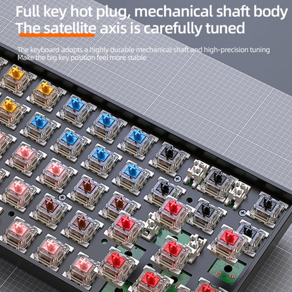 ZIYOU LANG K68 68 Keys Bluetooth Wireless Dual Model Mechanical Keyboard, Style: Red Shaft Version (Gray)