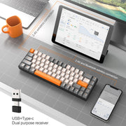 ZIYOU LANG K68 68 Keys Bluetooth Wireless Dual Model Mechanical Keyboard, Style: Red Shaft Version (Gray)