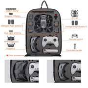 For DJI AVATA  Storage Bag Hard Shell Water-resistant Shoulder Bag Backpack(Metal Gray)