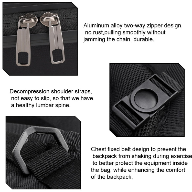 For DJI AVATA  Storage Bag Hard Shell Water-resistant Shoulder Bag Backpack(Metal Gray)