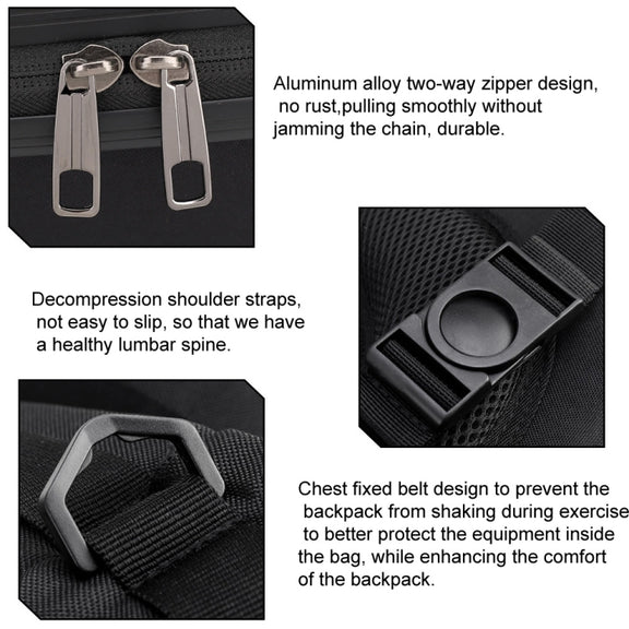 For DJI AVATA  Storage Bag Hard Shell Water-resistant Shoulder Bag Backpack(Metal Gray)
