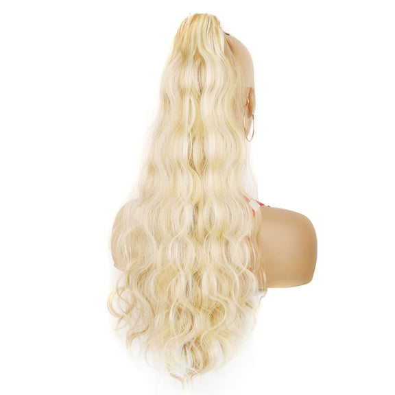 MST08 Adhesive Tie-On Wigs Ponytail Fluffy Long Curly Wigs High-Ponytail(27H613)