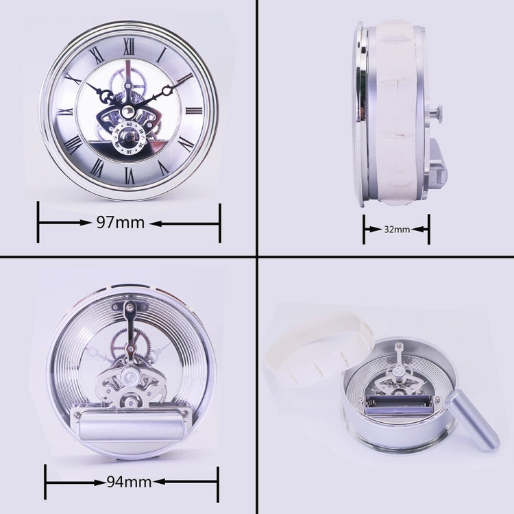 Metal See-through Quartz Clock Gear Clock DIY Accessories 97mm Silver Clock Head