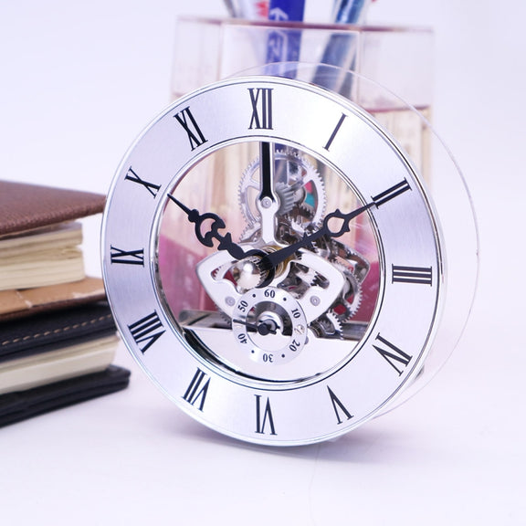 Metal See-through Quartz Clock Gear Clock DIY Accessories 97mm Silver Clock Head