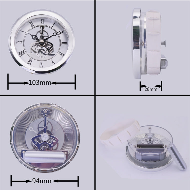 Metal See-through Quartz Clock Gear Clock DIY Accessories 103mm Silver Clock Head