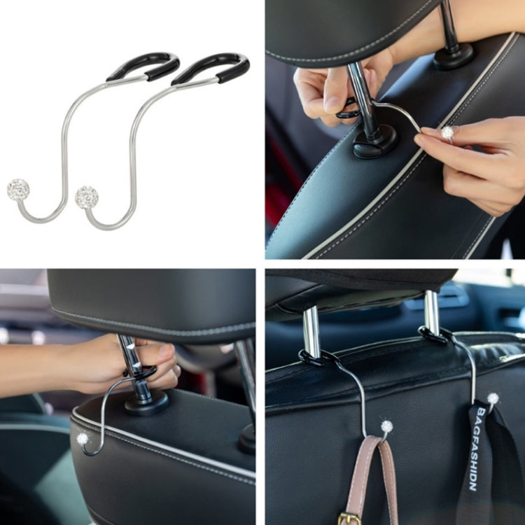 Multifunctional Car Seat Hooks With Diamond Inlay(White)
