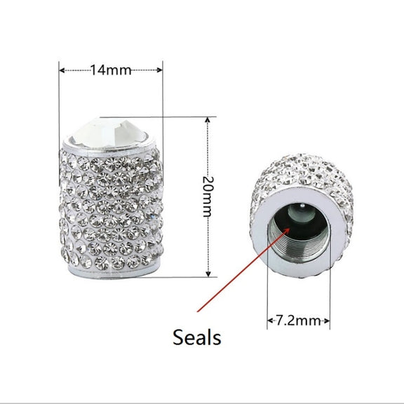 Car Tyre Aluminium Full Diamond Valve Cap With Seal(Black)