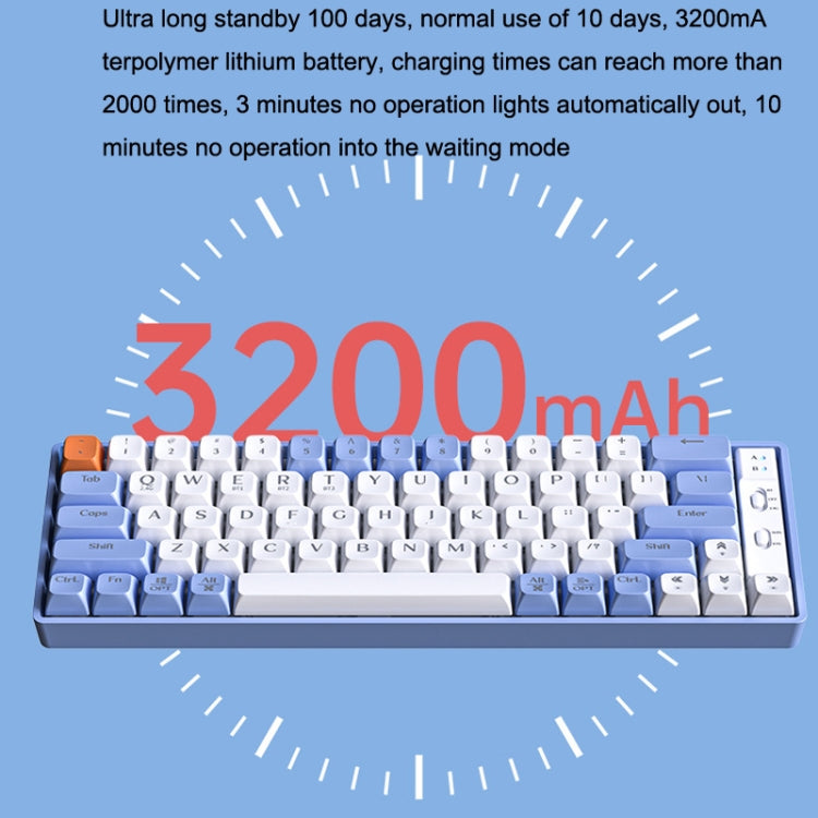 LANGTU GK65 65 Keys Wireless / Bluetooth / Wired Three Model Game Mechanical Keyboard, Cable Length: 1.5m(Sky Blue)