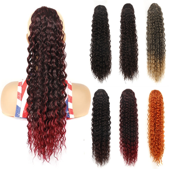 LSDP22 Drawstring Long Curly Wig Ponytail Mesh Curly Ponytail(1BT27)