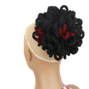 LSFBZB Drawstring Dreadlocks Wig Caterpillar Dreadlock Shaggy Hair Bun, Spec: 1BHBUG