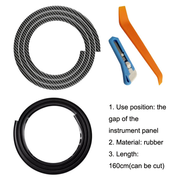 N856 Carbon Fiber Pattern Car Elastomer Seal Rubber Strip Instrument Panel Leakproof Dustproof Soundproof Universal