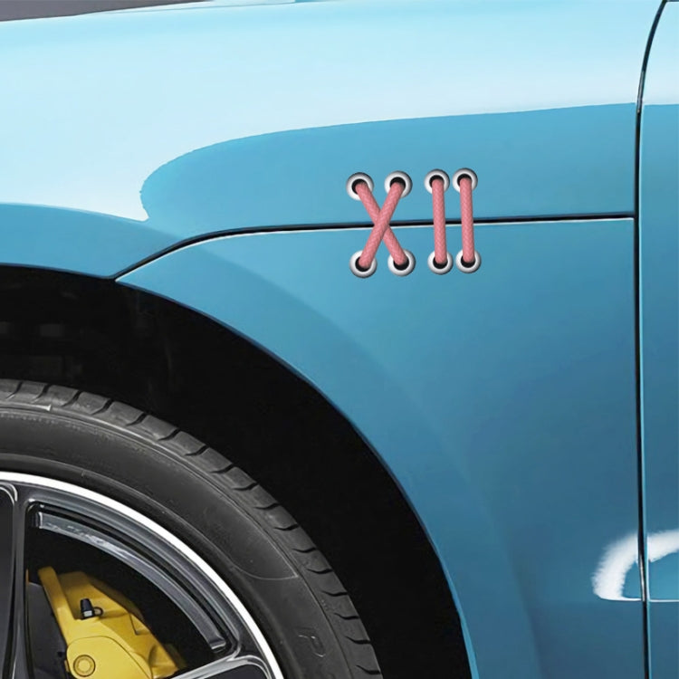 10pcs Shoelace Car Sticker Body Cover Up Scratch Patch Sticker(Pink Horizontal)