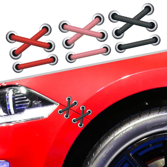 10pcs Shoelace Car Sticker Body Cover Up Scratch Patch Sticker(Black Cross)