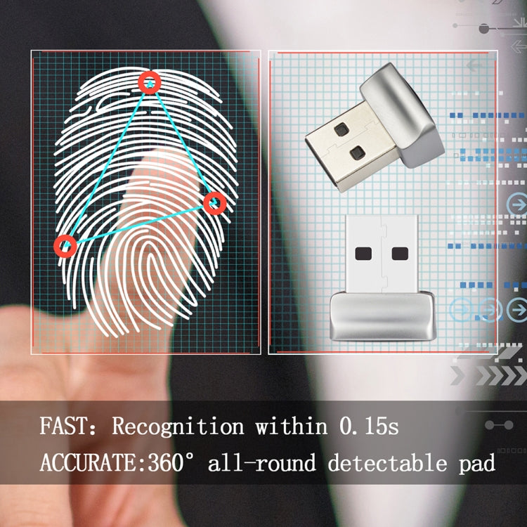 TRU7 USB Fingerprint Reader Module for Windows 8 / 10 / 11 Hello(Silver Gray)