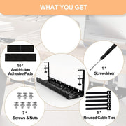 Stretchable Under Desk Cable Management Tray Carbon Steel Cable Organizer Cable Storage Rack(Black)
