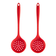 2pcs Non-stick High Temperature Resistant Silicone Cookware, Style: Leak Spoon(Red)