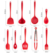 2pcs Non-stick High Temperature Resistant Silicone Cookware, Style: Leak Spoon(Red)