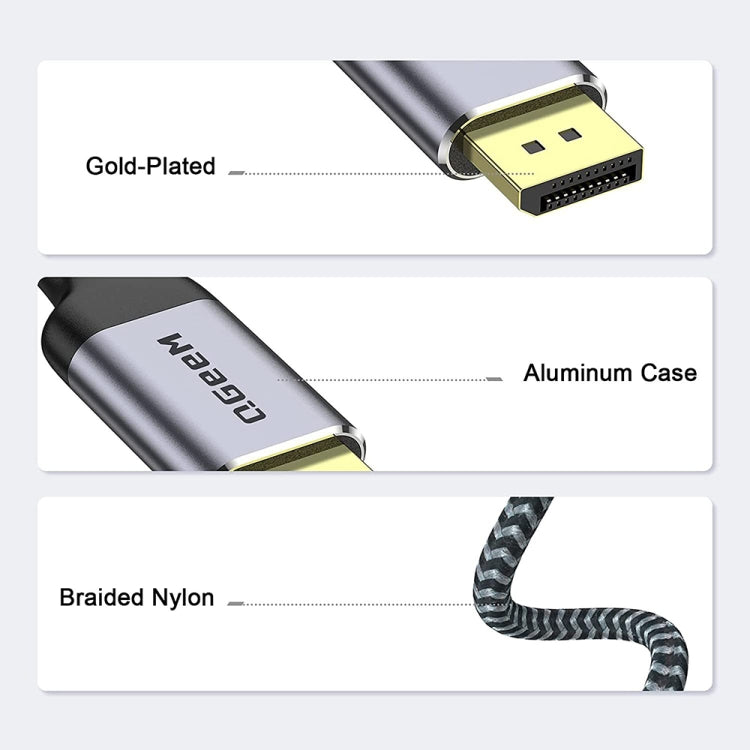 QGeeM QG-UA13 Type-C To DP 4K 60Hz Nylon Braided Adapter Cable, Length: 1.2m