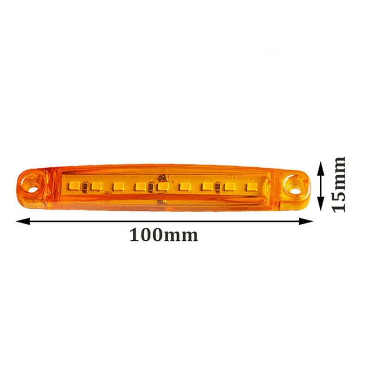 MK-224 10pcs 12-24V Truck Trailer 9LED Side Light Tail Lamp Signal Light(Yellow)