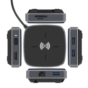 AY95 9 In 1 TYPE-C/USB-C HUB Extended Dock Wireless Fast Charging Concentrator(Black)