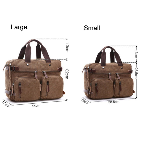 Casual Canvas Three-Purpose Business Briefcase Computer Bag, Color: Khaki Large