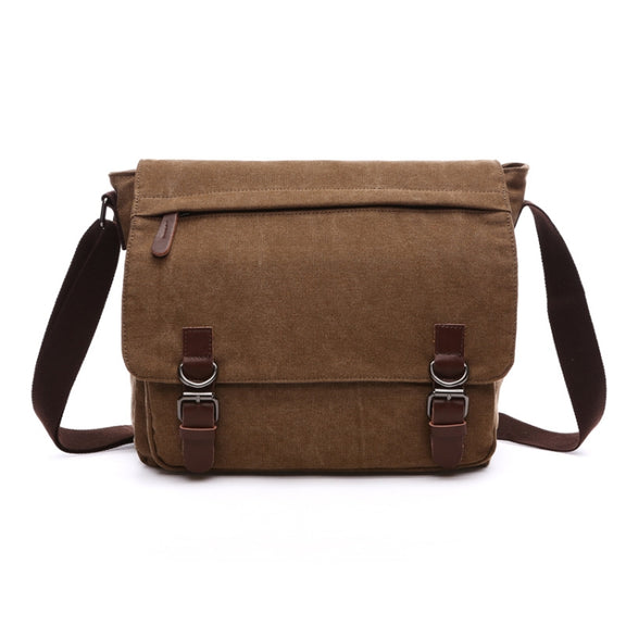 Versatile Canvas Shoulder Messenger Bag Business Computer Bag, Color: Coffee Medium