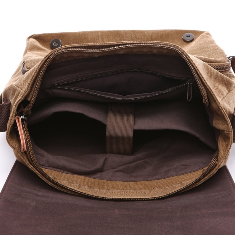 Versatile Canvas Shoulder Messenger Bag Business Computer Bag, Color: Coffee Medium