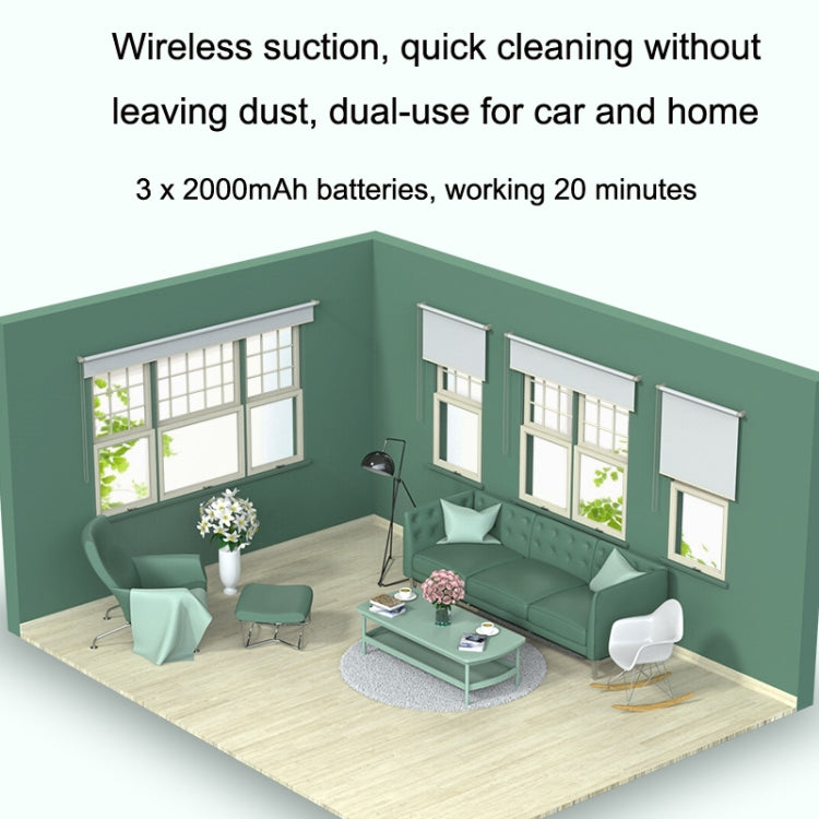 P02 Vehicles / Household High Power Large Suction Portable Wireless Handheld Vacuum Cleaner(Dark Night Green)