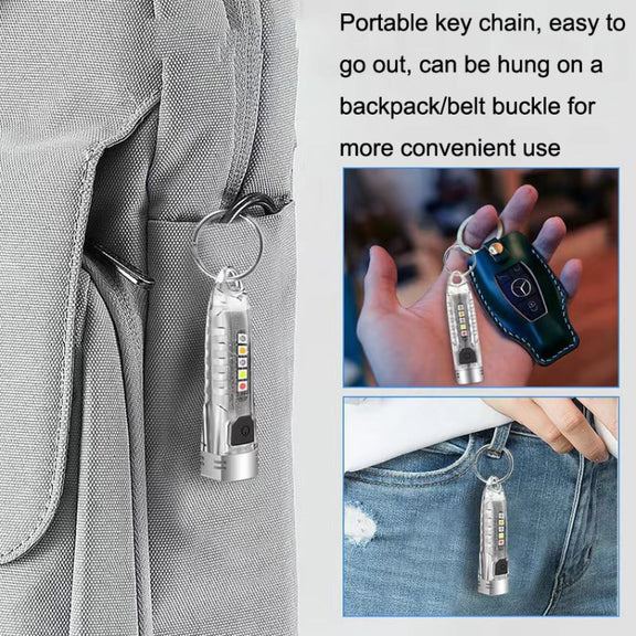 V1 Keychain Lantern Mini Light Flashlight Multifunctional Outdoor Home Flashlight(Transparent White)