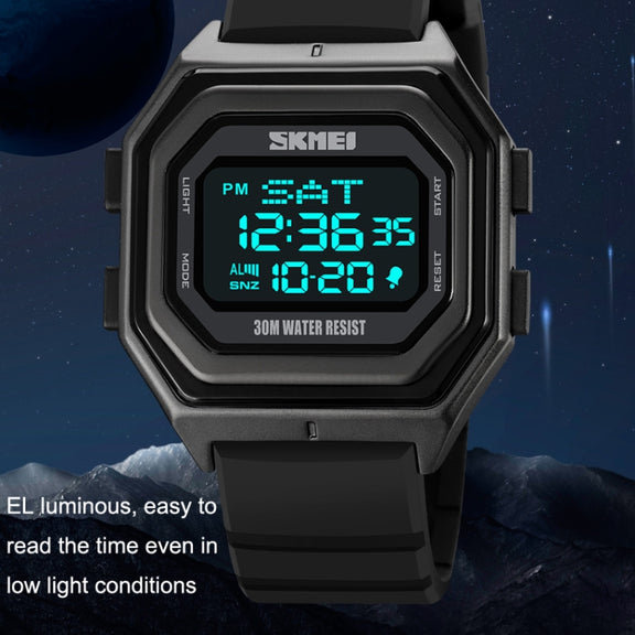 SKMEI 1875 Men Outdoor Electronic Watch Timing Multi-Functional Watch, Style: Steel Band White Machine
