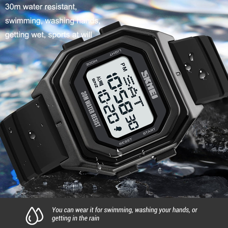 SKMEI 1875 Men Outdoor Electronic Watch Timing Multi-Functional Watch, Style: Steel Band White Machine