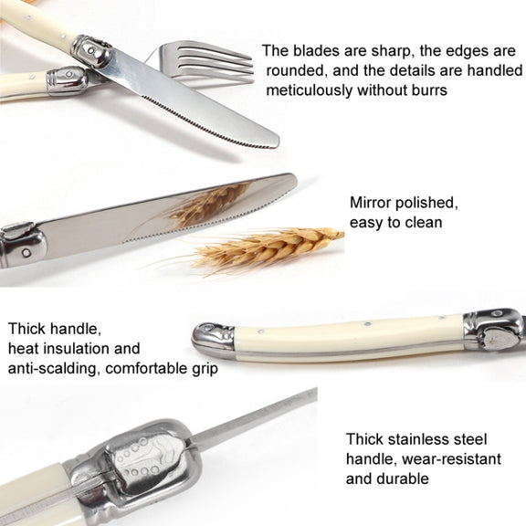 Stainless Steel Knife Fork Spoon Set Plastic Handle Western Tableware, Specification: 6 Tea Spoons
