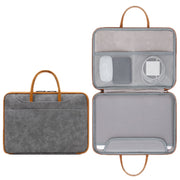 Baona Leather Fully Open Portable Water-resistant Computer Bag, Size: 14 inches(Gray Brown)