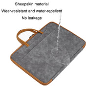 Baona Leather Fully Open Portable Water-resistant Computer Bag, Size: 14 inches(Gray Brown)