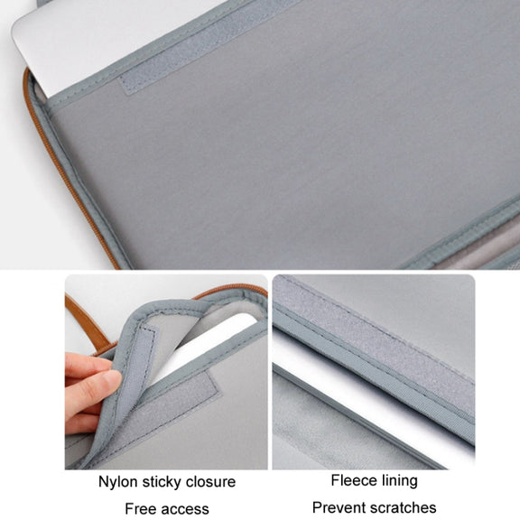 Baona Leather Fully Open Portable Water-resistant Computer Bag, Size: 14 inches(Gray Brown)