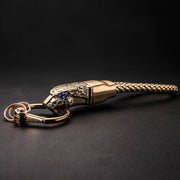 HONEST Diamond Encrusted Car Keychain Leather Cord Leopard Metal Keychain Pendant(Basic Gold)