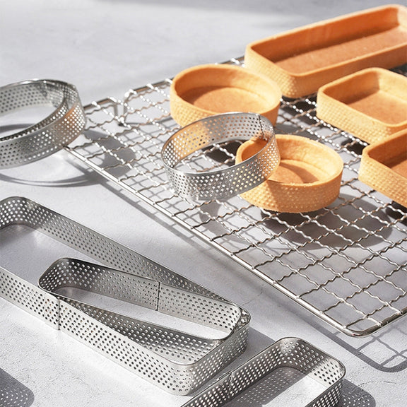 BN1006 Stainless Steel Mousse Circle Thickened Perforated Cake Mold DIY Baking Tools, Specification: Rectangle 4.7 inches