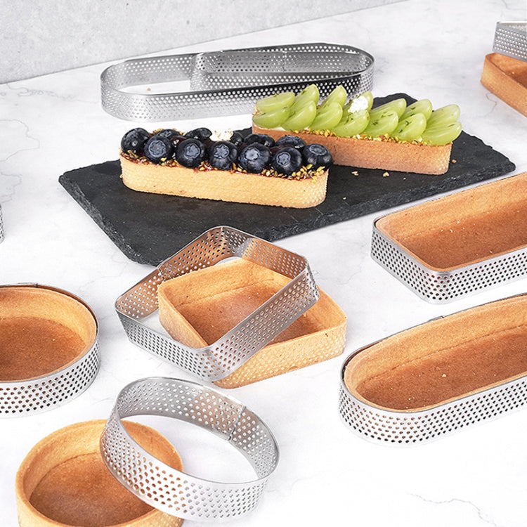 BN1006 Stainless Steel Mousse Circle Thickened Perforated Cake Mold DIY Baking Tools, Specification: Oval 7.2 inches