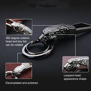 HONEST Metal Car Keychain Leopard Head Key Chain Pendant(Basic Black Nickel)