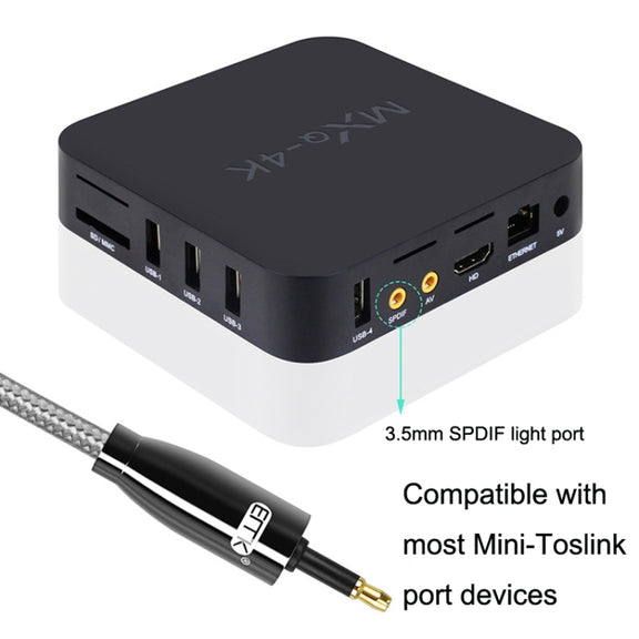 EMK QH4.0 Mini Toslink 3.5mm Interface SPDIF Audio Fiber Optical, Length: 8m(Black)