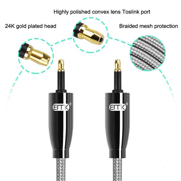 EMK QH4.0 Mini Toslink 3.5mm Interface SPDIF Audio Fiber Optical, Length: 15m(Black)