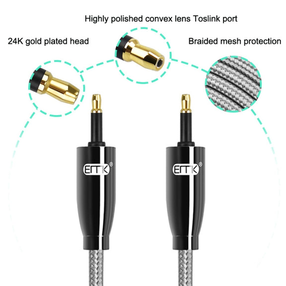 EMK QH4.0 Mini Toslink 3.5mm Interface SPDIF Audio Fiber Optical, Length: 15m(Black)