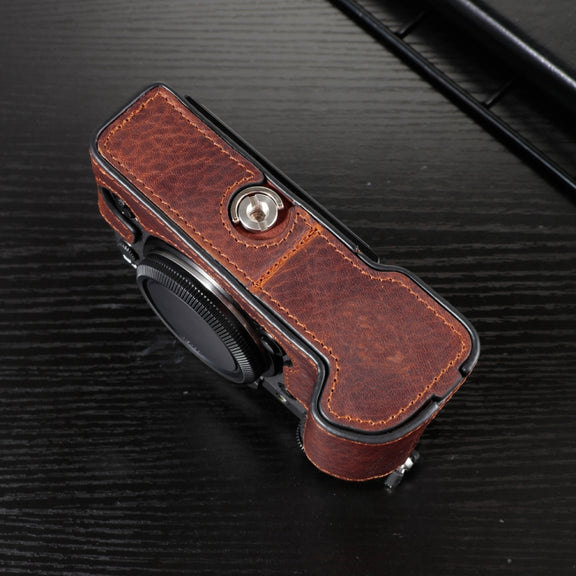 For FUJIFILM X-T5 Camera Cowhide Bag Anti-scratch Protective Case Base Cover(Deep Coffee)