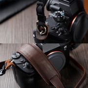 Outdoor Photography Cowhide Leather Camera Shoulder Hanging Neck Winding Strap, Spec: Top-layer (Coffee)