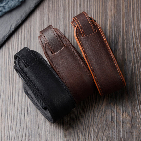 Outdoor Photography Cowhide Leather Camera Shoulder Hanging Neck Winding Strap, Spec: Split Leather (Coffee)