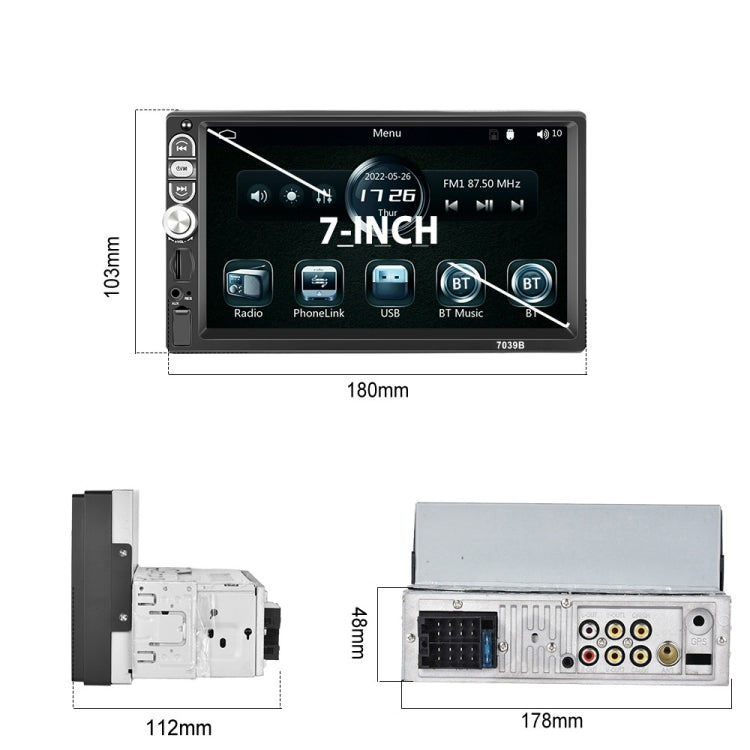 A3061 7 Inches MP5 Bluetooth Player Universal Wired CarPlay Reversing Image Integrated, Style: Standard+4 Lights Camera