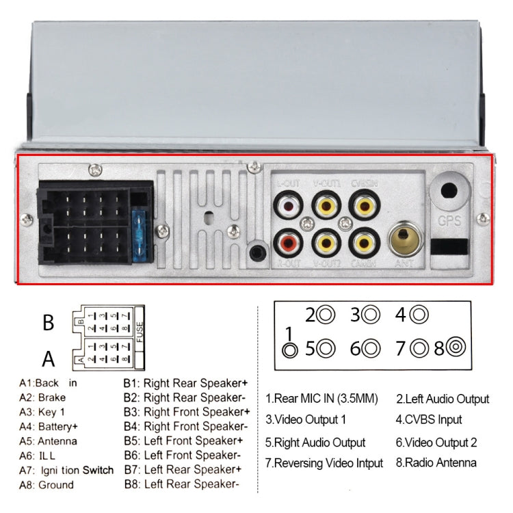 A3061 7 Inches MP5 Bluetooth Player Universal Wired CarPlay Reversing Image Integrated, Style: Standard+4 Lights Camera