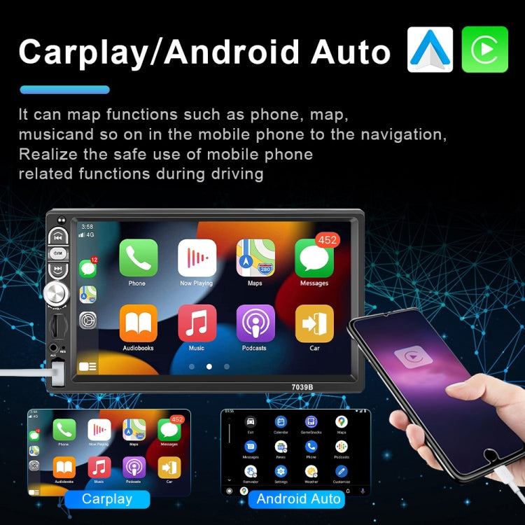A3061 7 Inches MP5 Bluetooth Player Universal Wired CarPlay Reversing Image Integrated, Style: Standard+4 Lights Camera