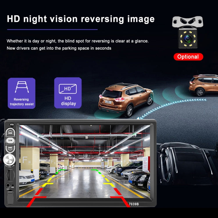 A3061 7 Inches MP5 Bluetooth Player Universal Wired CarPlay Reversing Image Integrated, Style: Standard+4 Lights Camera